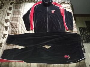 Miami Heat Black Velour Tracksuit Men's Large UNIQUE Sports Track Jacket Pants 