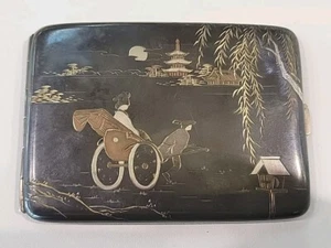Japanese Engraved Damascene Sterling Silver Cigarette Case - Picture 1 of 11