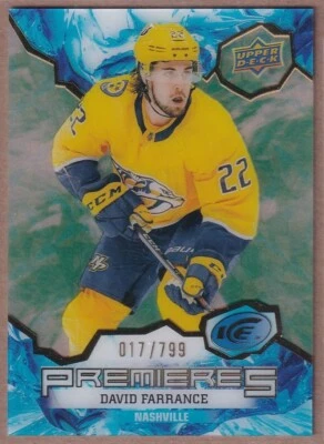 2021-22 Upper Deck Ice Green #195 David Farrance RC /799 - Nashville Predators - Image 1 of 2