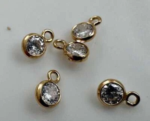 5 piezas - Bisel de circonita cúbica transparente de 3 mm relleno de oro amarillo 14K (B4748) - Imagen 1 de 6
