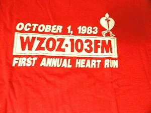 1983 Vtg Runners Tee Shirt WZOZ 103 FM First Annual Heart Run SZ M Oneonta, NY - Picture 1 of 6
