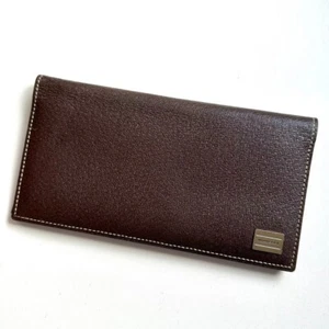 BURBERRY Auténtico Cuero Cartera Larga Nova Check Marrón Oscuro Hermosa - Imagen 1 de 10