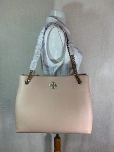 NEU Tory Burch Kira Devon Sand Pebbled Tote - Beige Ledertasche mit Kettenriemen - Bild 1 von 12