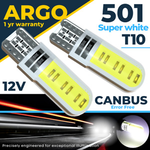 2 x plaque d'immatriculation lumineuse latérale Argo 501 à LED blanche voiture T10 avec ampoules Canbus