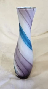 Vintage Blown Art Glass Bud Vase Nasco Japan Blue Purple Hues Elegant Swirls - Picture 1 of 6