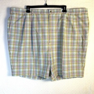Roundtree & Yorke Gold Label Mens Shorts Size 52 Pleated Front Multicolor Plaid - Picture 1 of 13