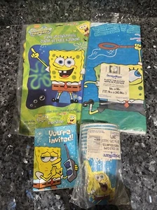 Vtg Spongebob SquarePants Party Bundle Invitations 8ct Cups Centerpiece Table - Picture 1 of 10