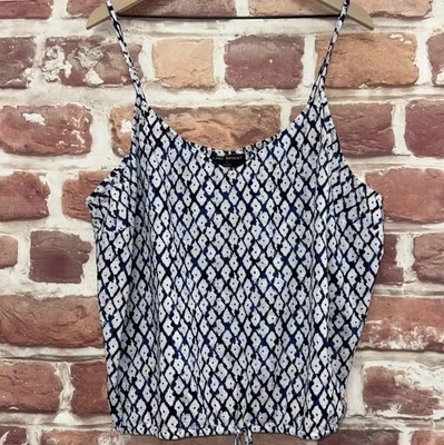 Camiseta sin mangas Lane Bryant para mujer 26 azul blanco diamante abstracto informal camisola Foto 1 de 4