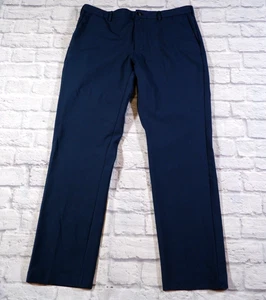Van Heusen Flex Slim Fit Navy Blue Polyester Bland Mens Dress Pants 36x32 - Picture 1 of 6