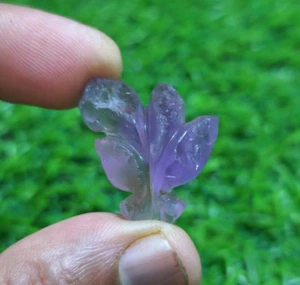 47 Carat Natural Raw Purple & Yellow Ametrine Flower Carving Loose Gemstone - Picture 1 of 7