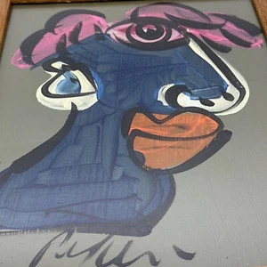 Vtg Peter Keil Original Acrylic Painting 13x16 Abstract Art Face Portrait Signed - Picture 1 of 8