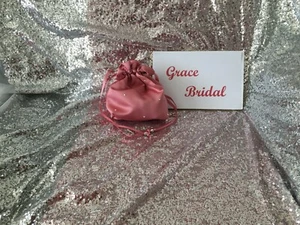 ROSE PINK DIAMANTE DUCHESS SATIN DOLLY BAG MAID.PROM FLOWER GIRL*UK MADE/SELLER* - Picture 1 of 6