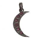 925 Sterling Silver Crescent Moon Pendant Pave Diamond Jewelry Gift For Her