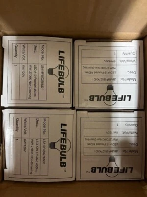 LIFEBULB 6W/120V LBA19F45027KND1 LED A19 FROSTED 450LM WW 2700K PK 4 - Image 1 of 4