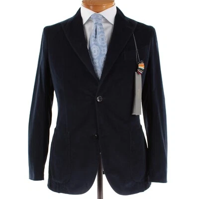 Abrigo deportivo de terciopelo Boglioli nuevo con etiquetas/chaqueta K talla 46R (36R EE. UU.) en azul 100 % algodón Foto 1 de 4