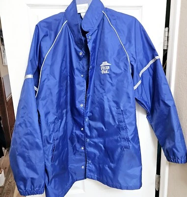 Pizza Hut Blue Wind Breaker Jacket Blue Size L Crest Vintage Delivery  - Image 1 of 4