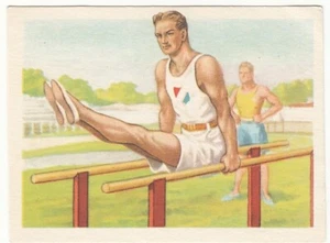 BARRES PARALLÈLES GYMNASTIQUE PARALLEL BARS GYMNASTICS BARREN IMAGE CARD 1950'S - Picture 1 of 2