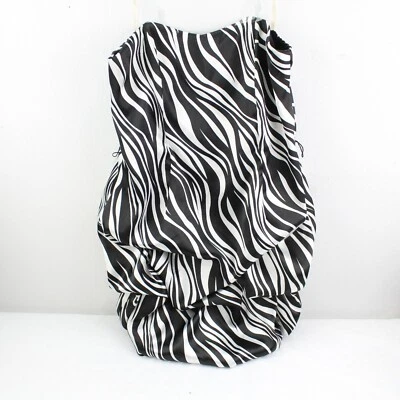 Wishes Wishes Wishes Sz 9 Sleeveless Strapless White Black Zebra Bubble Dress - Image 1 of 4