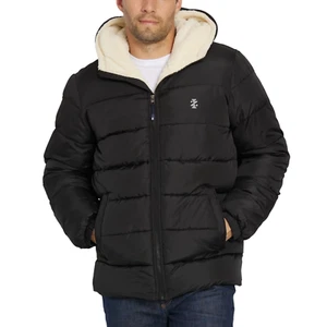 winter sherpa lined puffer hooded jacket men IZOD x-large black - Picture 1 of 2
