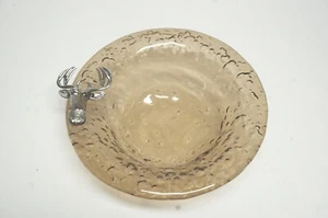 Tazón de vidrio texturizado ámbar ahumado metal cabeza de ciervo/ciervo caramelo plato 6,5 pulgadas - Imagen 1 de 4