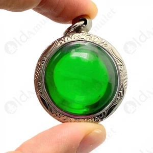GREEN Round Naga-eye Thai Holy Real Amulet Gemstone 100% Authentic Size-L - Picture 1 of 4