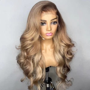 Peluca de cabello humano frontal de encaje transparente 13X4 peluca frontal ondulada corporal peluca frontal arrancada - Imagen 1 de 9