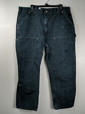 VTG: Carhartt Double Knee Dungaree Jeans Mens 40X30 Work Pants, Distressed Black