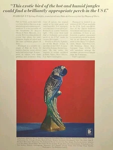Perroquet by Guy Petitfils Crystal Papagei Statue Paris Vintage Print Ad 1977 - Bild 1 von 4