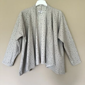 Planet Lauren G $312 Faux Leather Jacket Beige Women M (4-8) Artsy Holey lagenlo - Picture 1 of 11