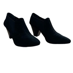 Nurture Black Suede Stack Heel Adarah Slip On Shooties US Size 10 EUC - Picture 1 of 5
