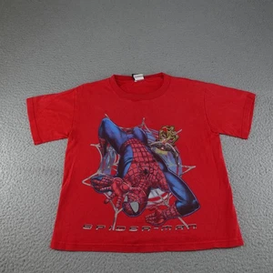 Vintage Spider Man Shirt Boys Medium Red Y2K Marvel Green Goblin Movie 2002 - Picture 1 of 16