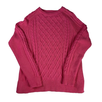 NUEVO CON ETIQUETAS Antiguo Suéter Pescador Rosa Azul Marino Para Mujer Talla Grande Grueso Tejido Preppy Barbie Foto 1 de 4
