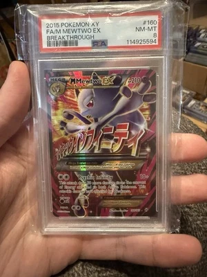 Pokemon XY Breakthrough M Mewtwo EX Full Art Mega Card 160/162 PSA 8 NM-MT - Image 1 of 2