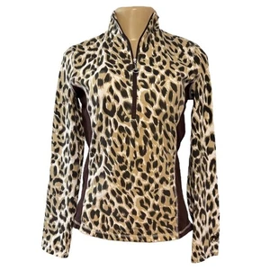 Goode Rider Leopardenmuster Viertelreißverschluss Pullover Oberteil Langarm Sportshirt S - Bild 1 von 14