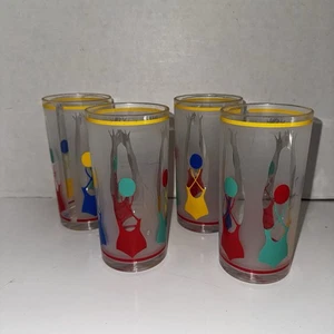 Juego de 4 vasos esmerilados de nadador de buceo 1982 de colección U.S. Stotter NY EE. UU. - Imagen 1 de 15
