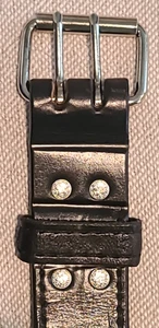 Old Fat Guy Doppel Leder 3/8" dicker schwerer Halt Utility schwarzer Gürtel Größe 44 - Bild 1 von 15