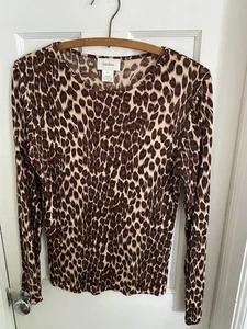 Bella camicetta Neiman Marcus esclusiva 100% seta stampa leopardo top Medium M - Foto 1 di 9