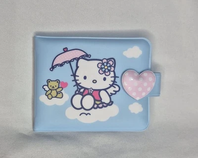 Cartera Hello Kitty 2005 plegable vinilo hinchado raro corazón cierre a presión ranuras para tarjetas Foto 1 de 4