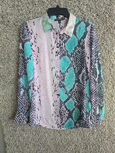 GUESS Clouis Snake Print Tops Shirt Bluse Größe Small Guess - Bild 1 von 8