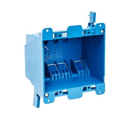 Caja eléctrica de trabajo antiguo de 2 velocidades 25 pulgadas cúbicas con abrazaderas oscilantes y orejas de plástico ETL azul Foto 1 de 2