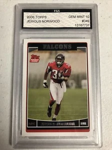 2006 Topps Jerious Norwood #349 ROOKIE Falcons FGS Graded Gem Mint 10 - Picture 1 of 2