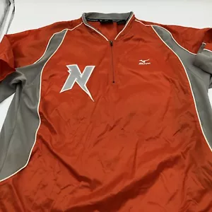 Mizuno Teamwear 1/4 Zip Windbreaker Adult Large Jacket Pullover Orange Mens - Picture 1 of 7