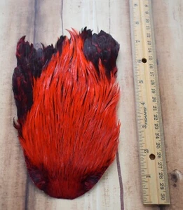 Lot 189, Dyed Red India Rooster Streamer Neck Cape Feathers - Picture 1 of 2