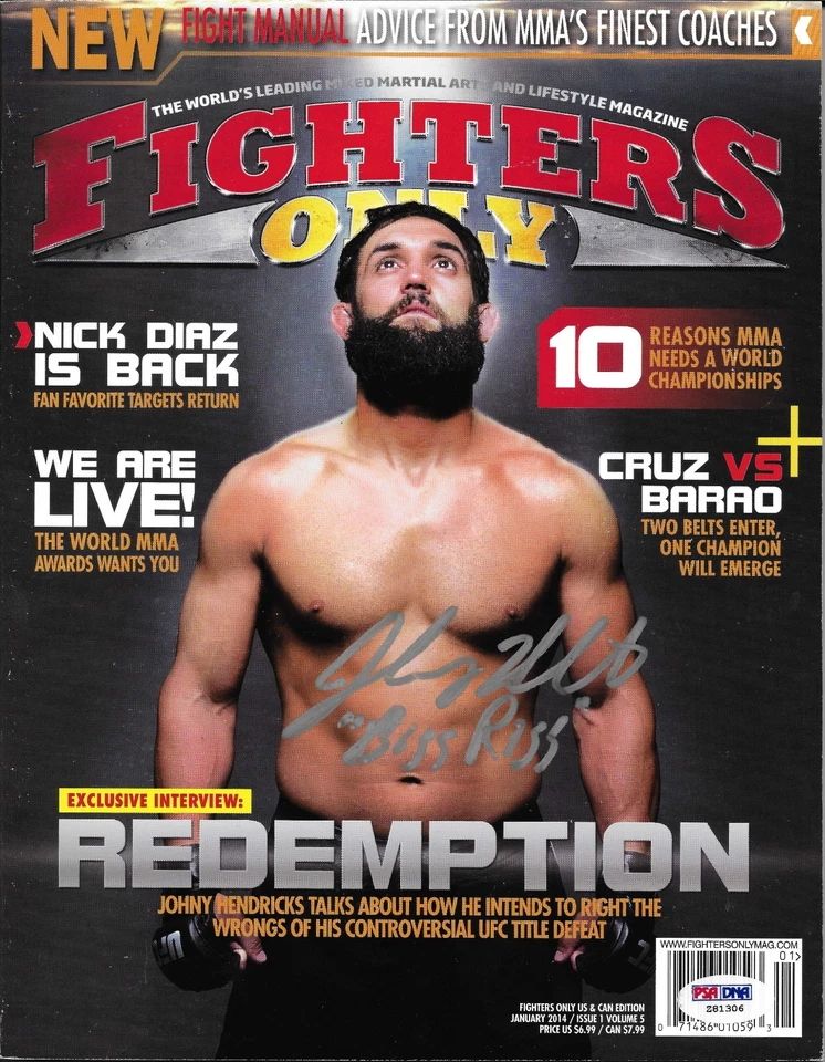 Johny Hendricks Signed Jan 2014 Fighters Only Magazine PSA/DNA COA UFC Autograph - Image 1 of 1