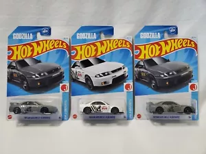 Hot Wheels NISSAN SKYLINE GT-R GODZILLA HW J-Imports White & Grey Lot Of 3 -New! - Picture 1 of 5