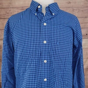IZOD PREMIUM ESSENTIALS BLUE GINGHAM CHECK BUTTON UP SHIRT MENS 2XLT TALL - Picture 1 of 6