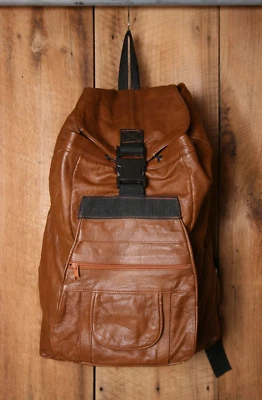 Mochila de couro marrom vintage dos anos 90 - Imagem 1 de 4