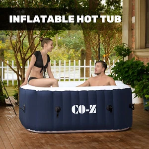 5x5ft Inflatable Bathtub w 120 Jets & Hot Tub Cover for Sauna Bath Steam Therapy - Picture 1 of 11