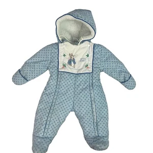 Quiltex Beatrice Potter Infant Unisex Snowsuit Peter Rabbit Blue Hood 6 Months - Picture 1 of 12