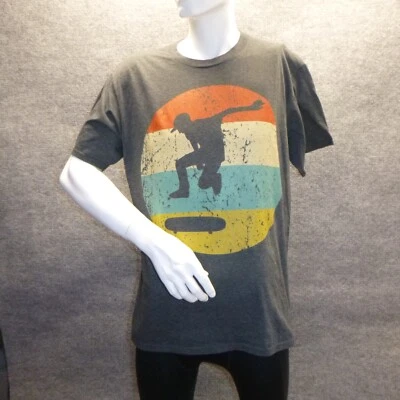 Camisa Skater Adulto Grande Gris Redonda Rayas Gráfico Retro Estampado Corta Slv Foto 1 de 4